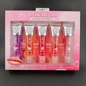 Pink Blush Lip‎ Gel Set Vitamin E Hydrating High Shine Long-Wearing 5 Piece Set